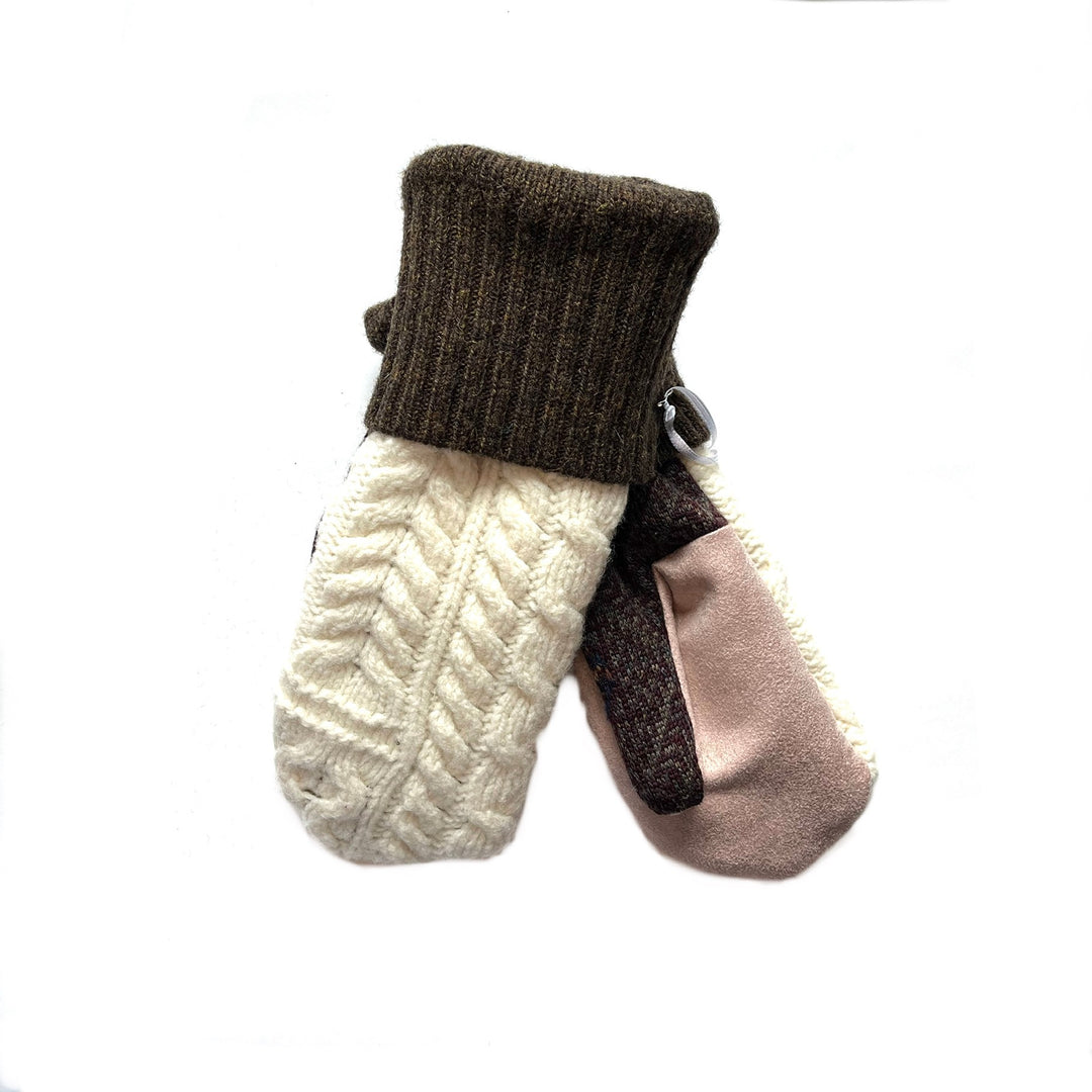 Brown & Cream with Pink Mittens