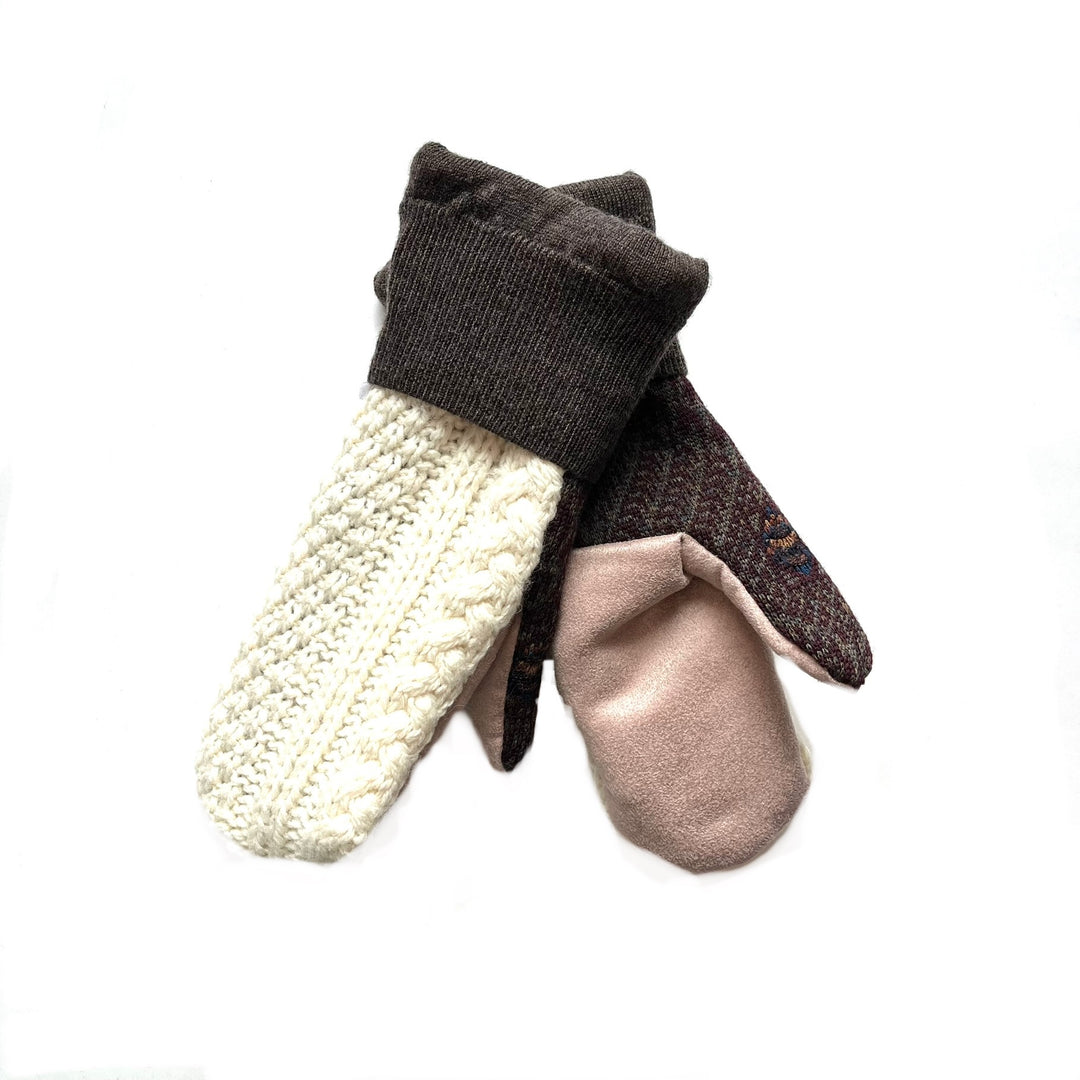 Cream & Brown with Pink Mittens