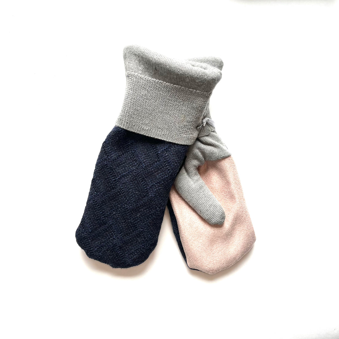 Blue & Grey with Pink Mittens