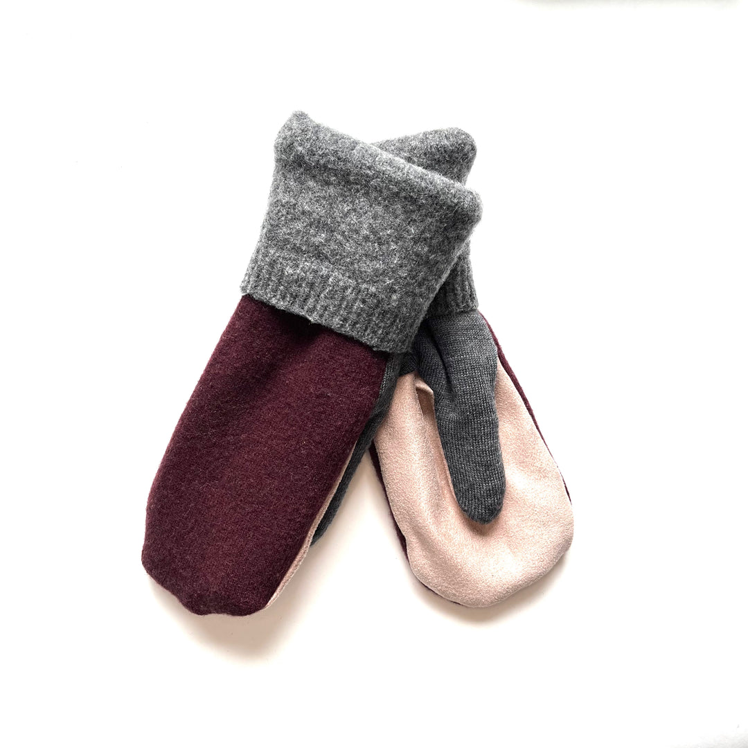 Red & Grey with Pink Mittens