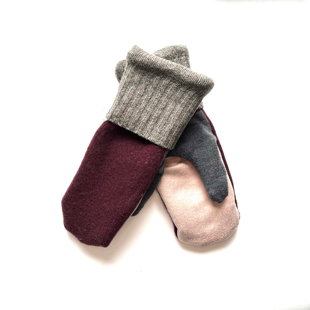 Red & Grey with Pink Mittens