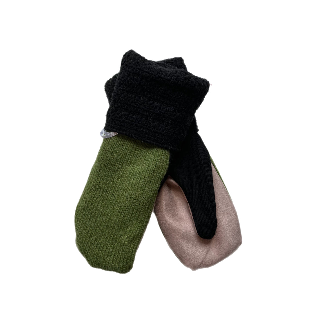 Womens Driving Mittens Green and Pink