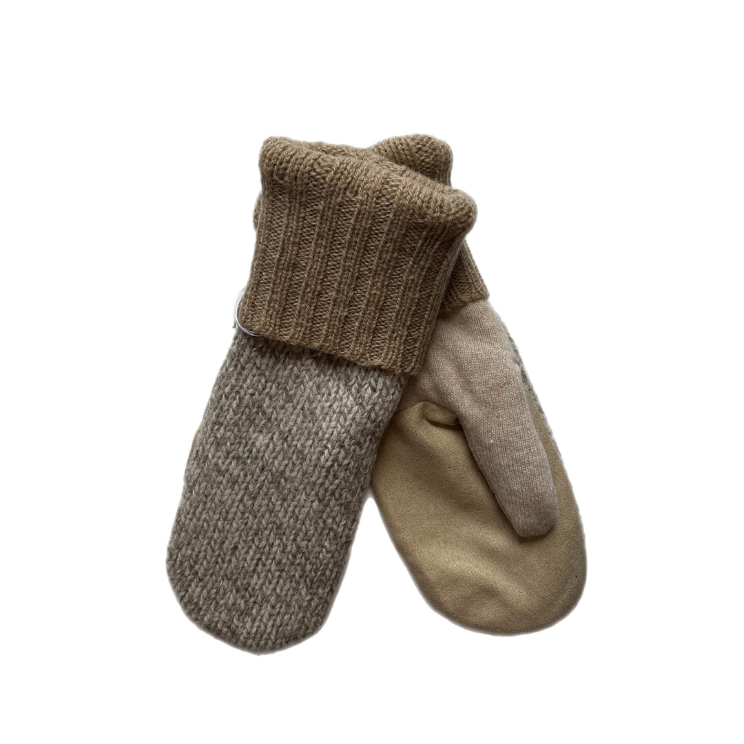 Womens Driving Mittens Grey and Beige