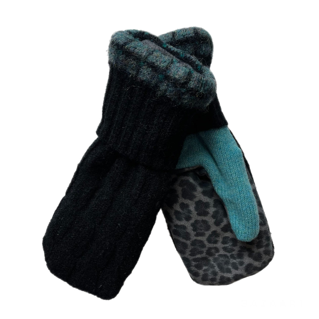 Black with Cheetah Womens Driving Mittens