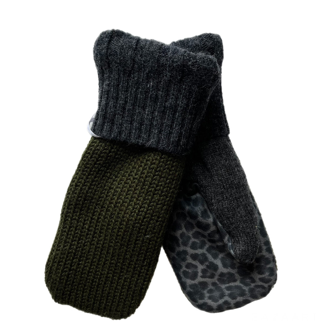 Green with Cheetah Womens Driving Mittens
