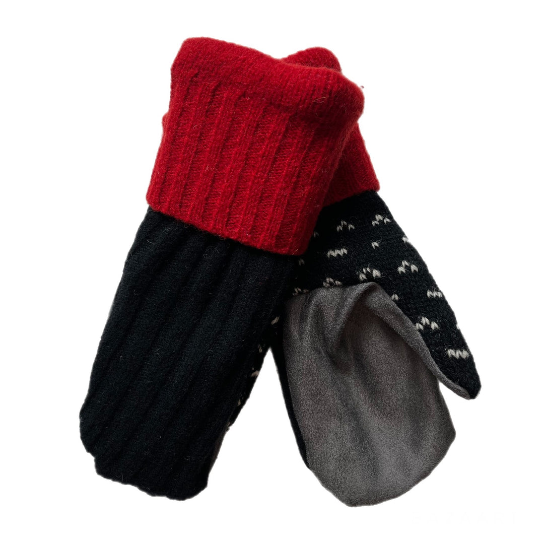 Black with Grey Womens Driving Mittens