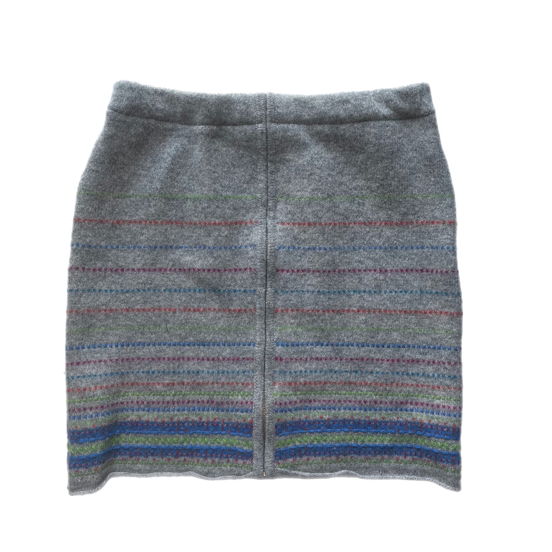 Grey with Multicolor Stripes Womens Bun Warmer Skirt