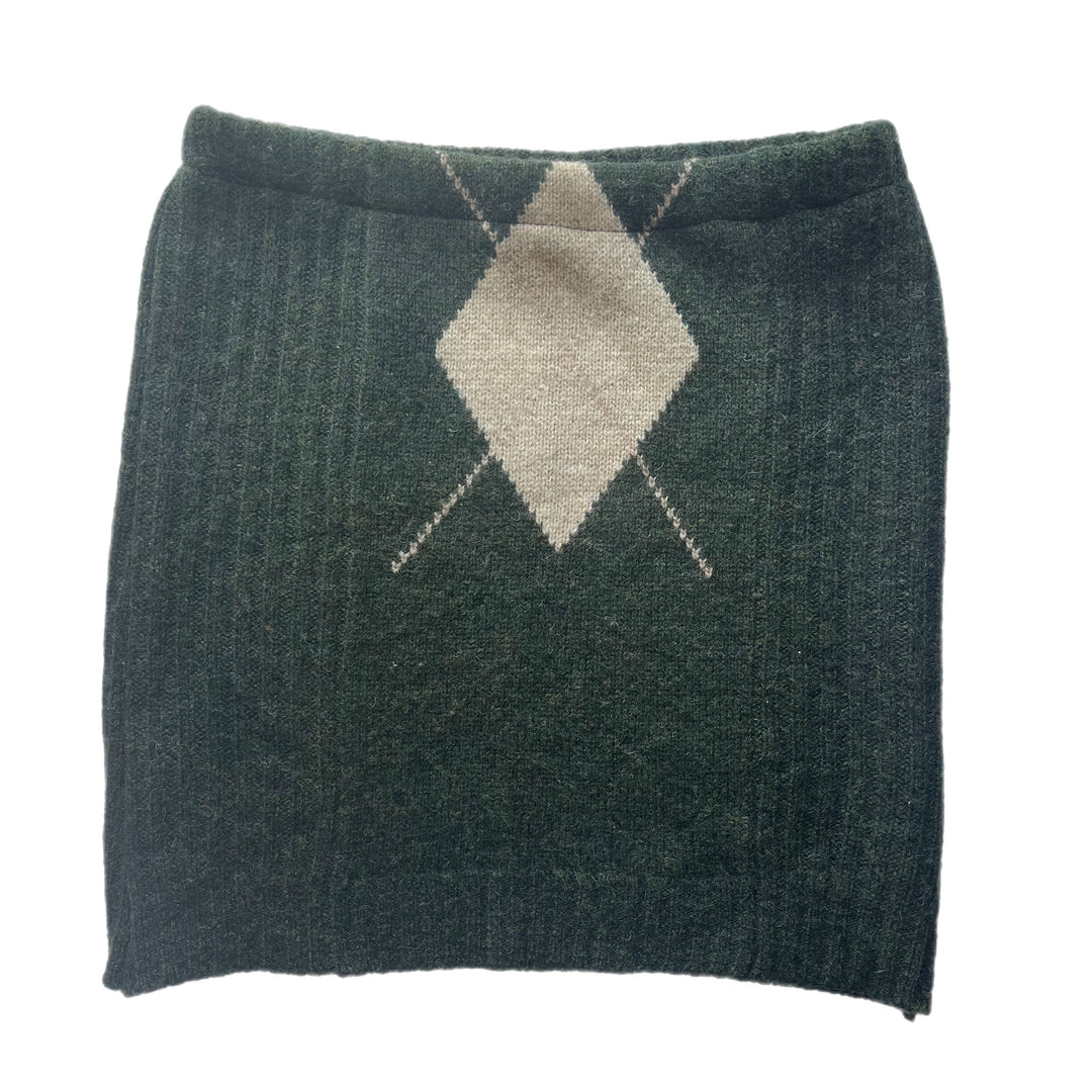 Womens Green Argyle Pattern Bun Warmer Skirt