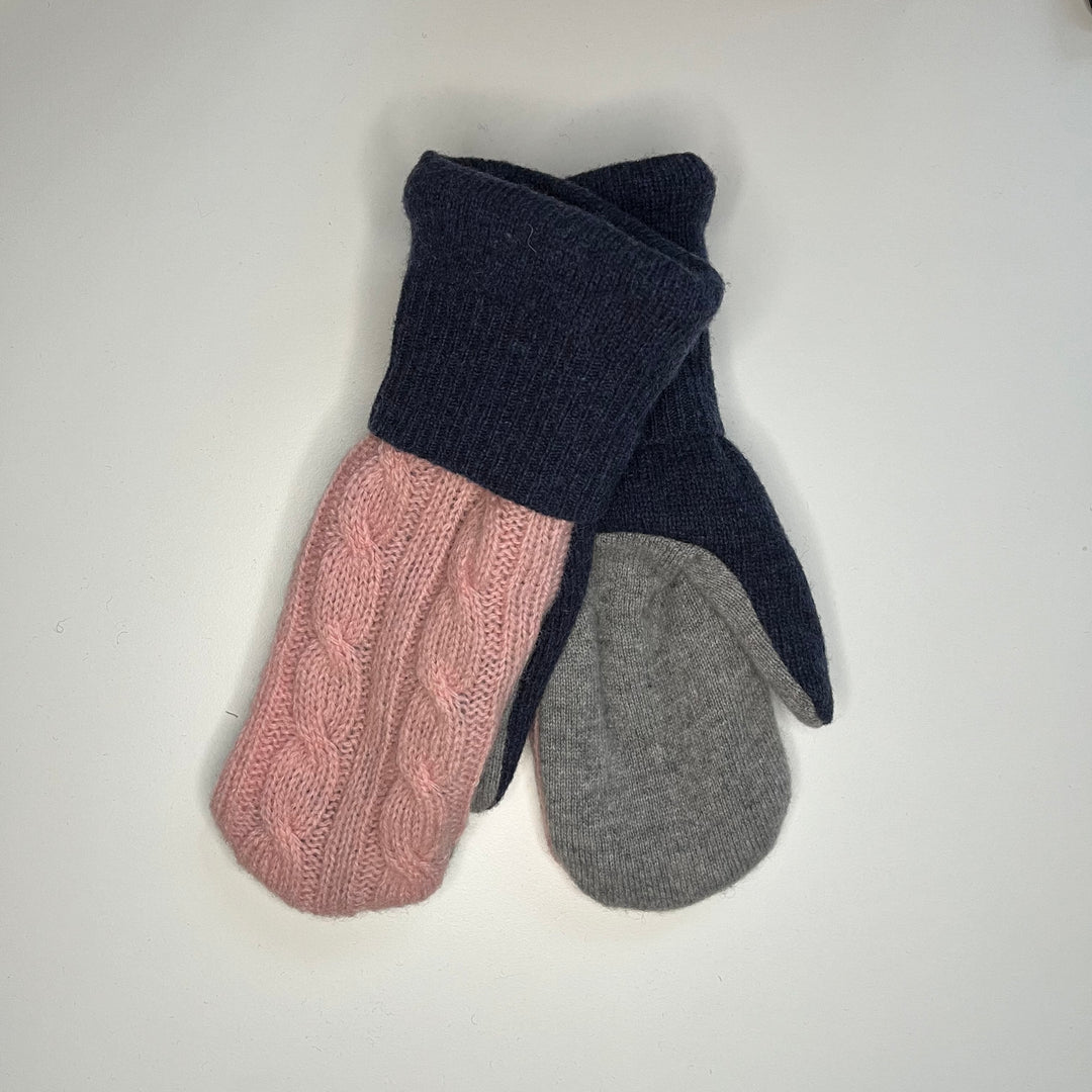 Pink, Grey & Blue Mittens