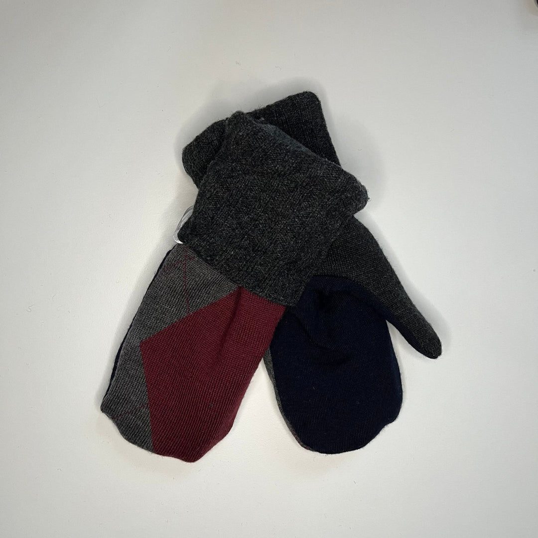 Grey & Red Mittens