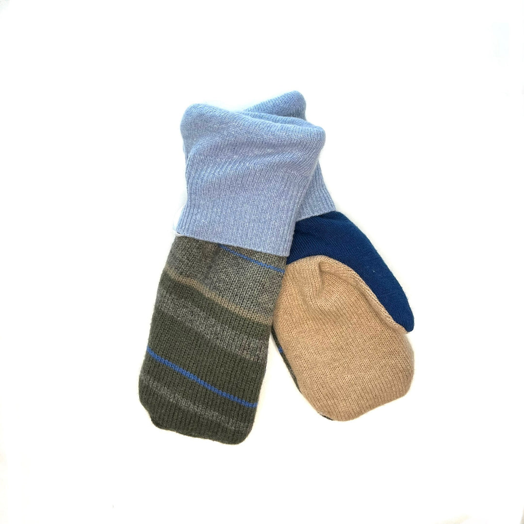 Blue, Beige & Green Mittens