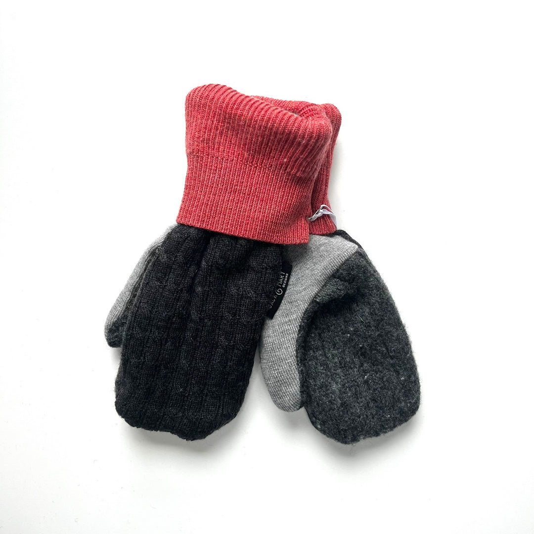 Grey & Pink Womens Mittens