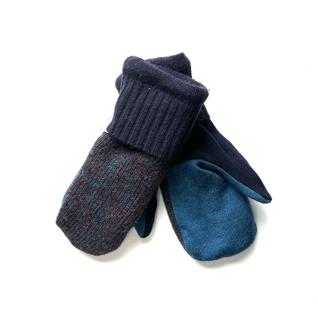 Blue Pattern Womens Mittens