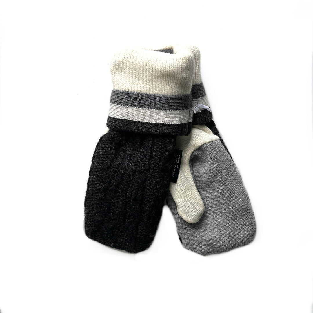 Grey and Cream Womens Mittens