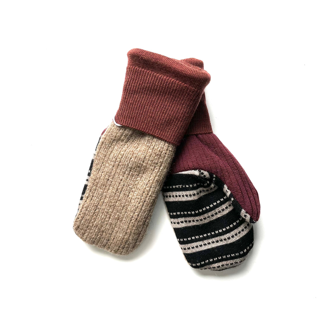 Tan and Orange Womens Mittens