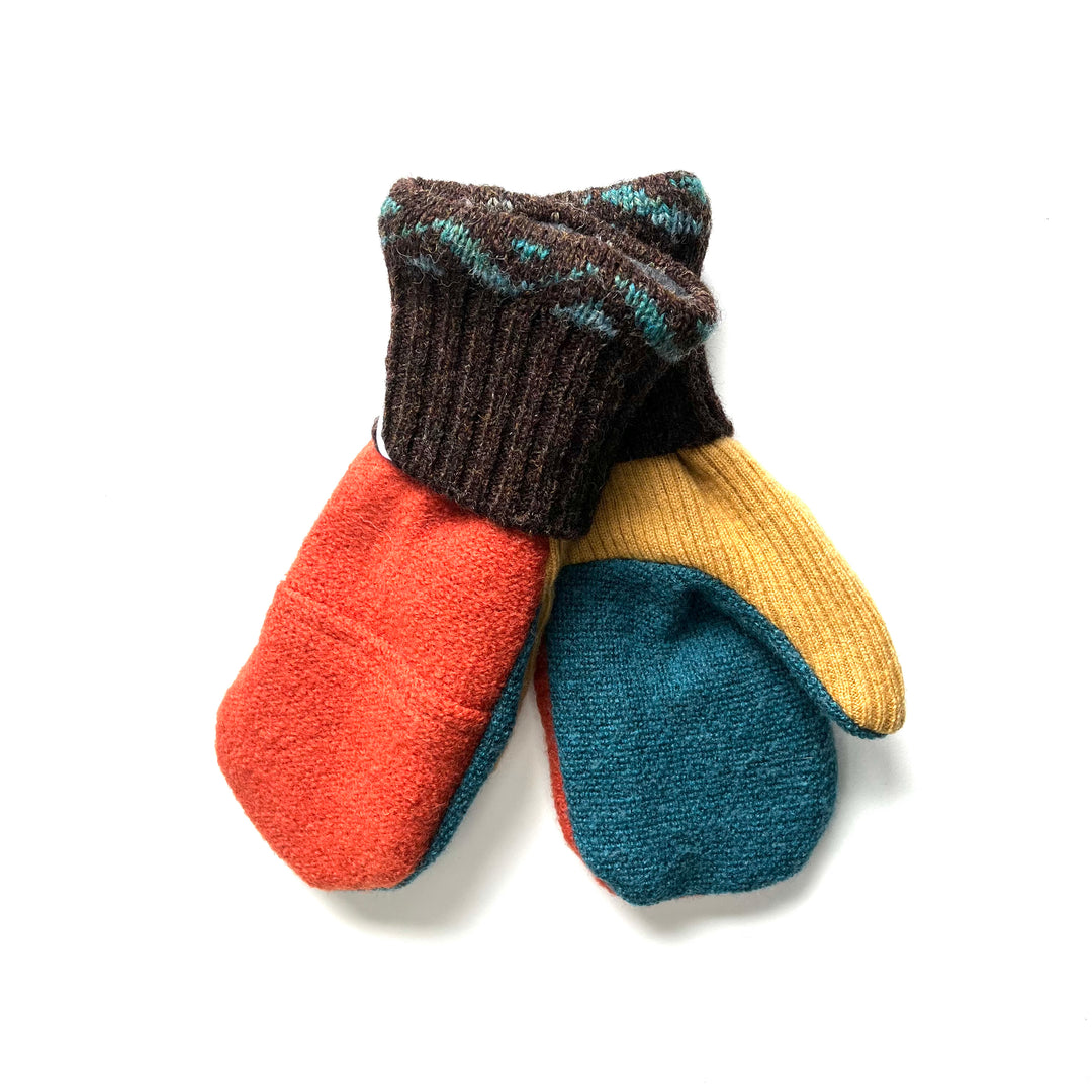 Orange and Blue Womens Mittens