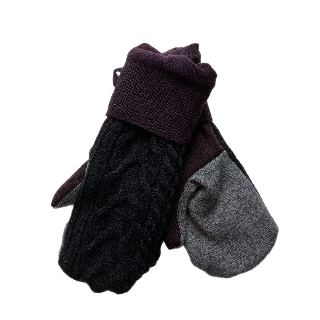 Maroon and Charcoal Womens Mitten