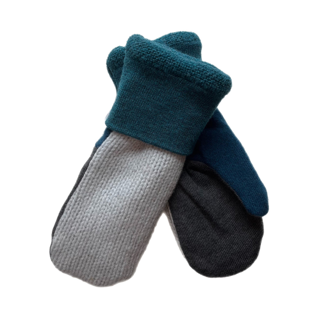 Blue and Grey Womens Mittens