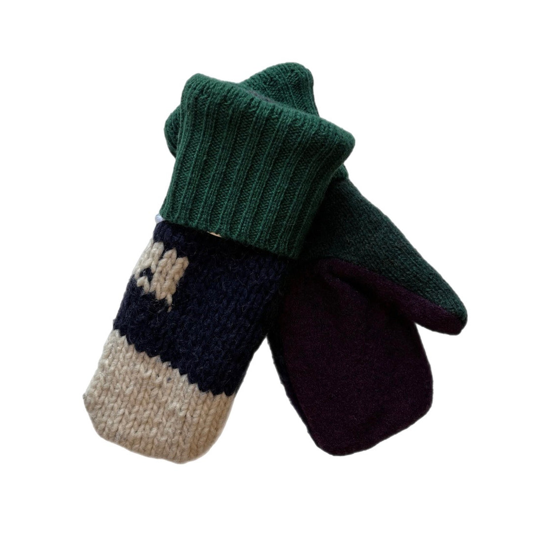 Womens Green & Blue Mittens