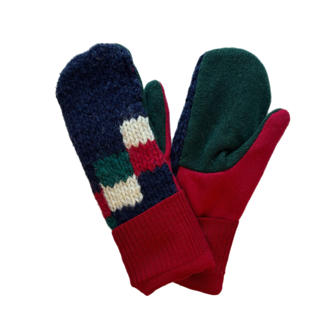 Womens Red and Blue Mittens