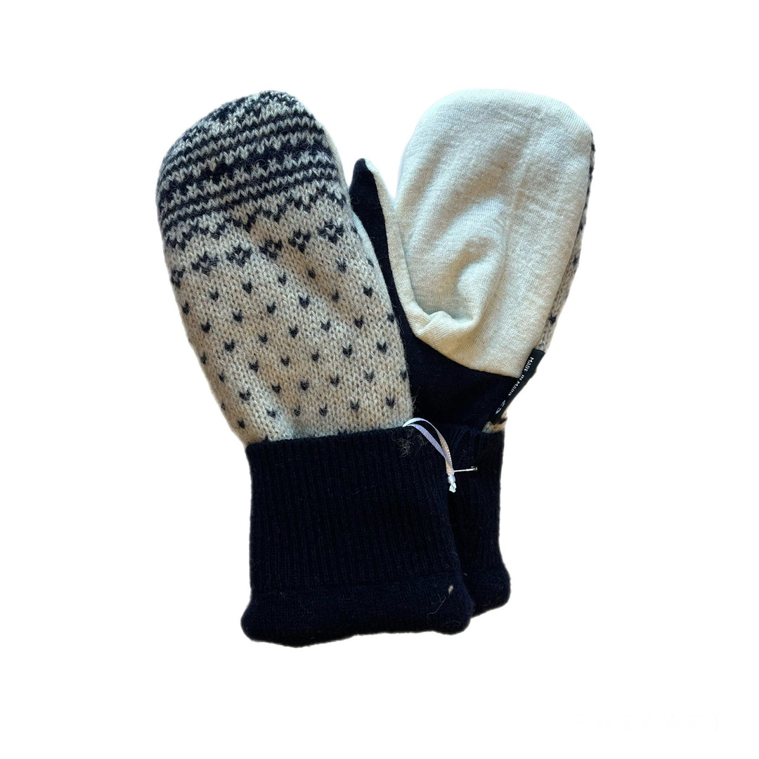Womens Cream and Blue Mittens