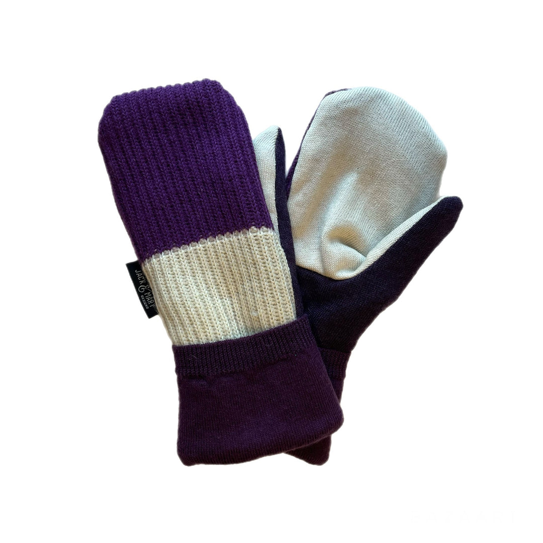 Womens Purple and Cream Mittens