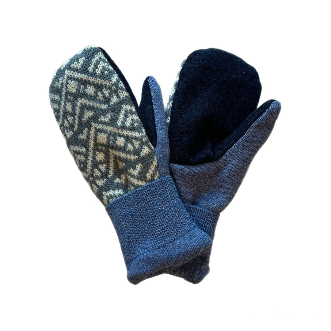 Womens Blue and Cream Mittens