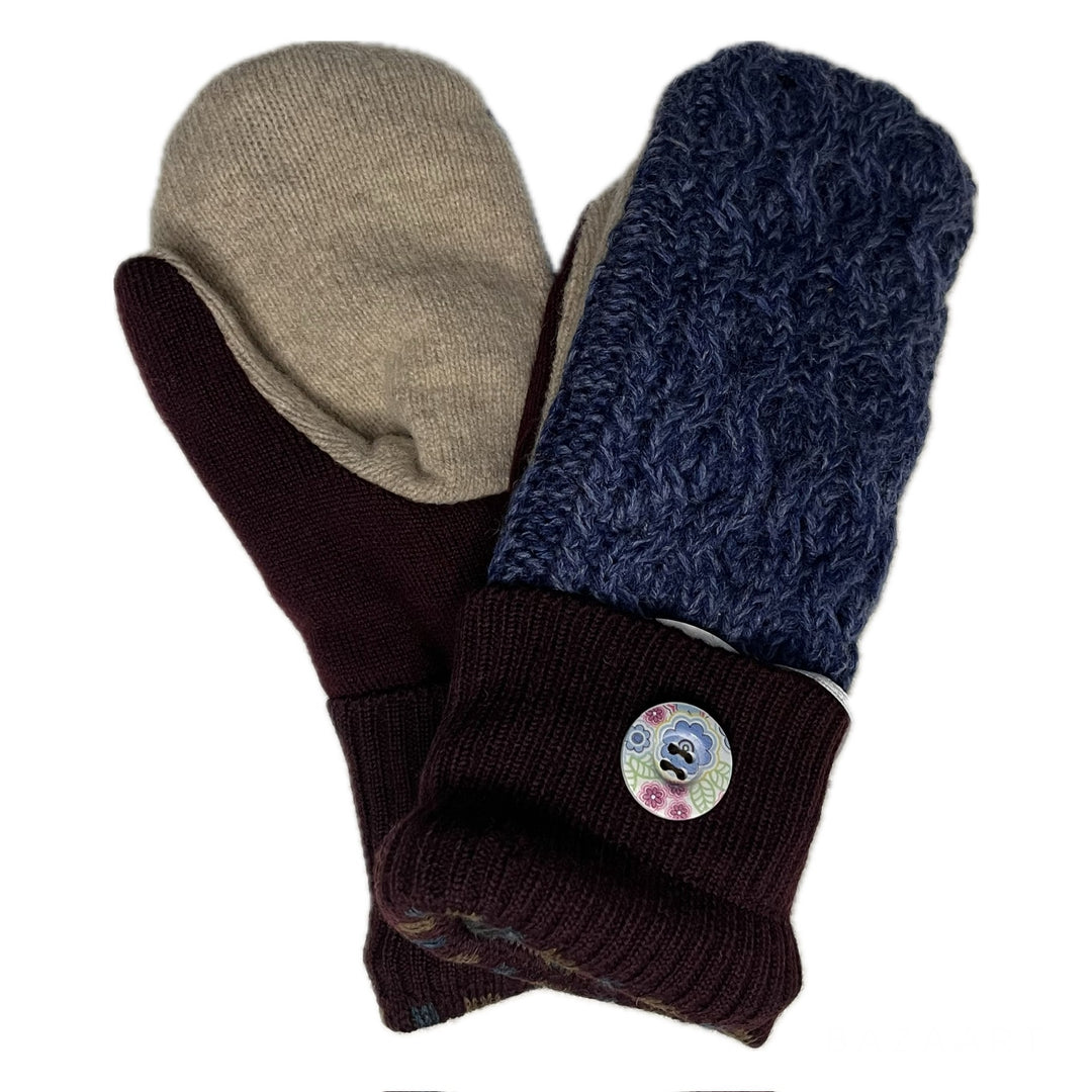 Womens Blue & maroon Mittens