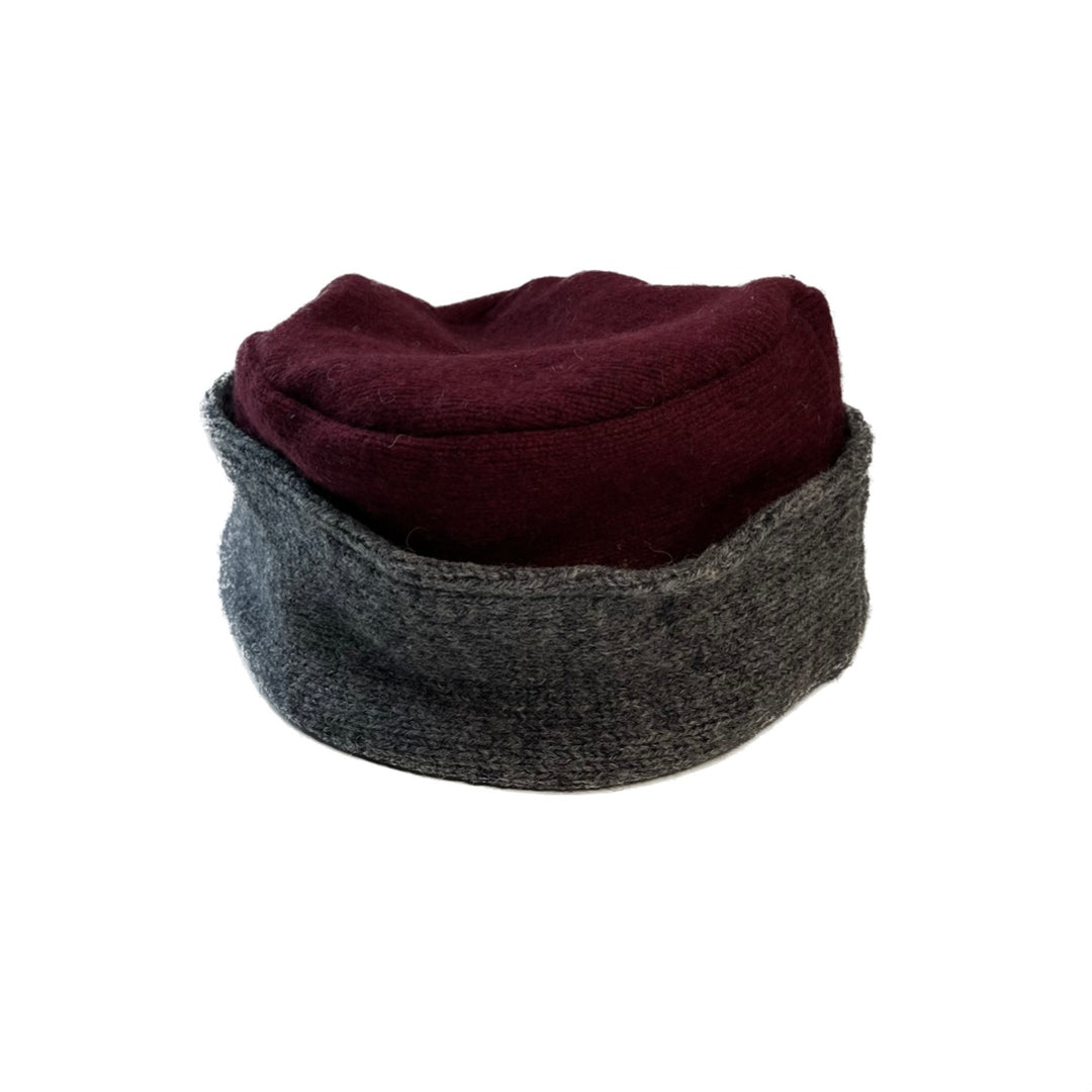 Womens Maroon and Grey Hat