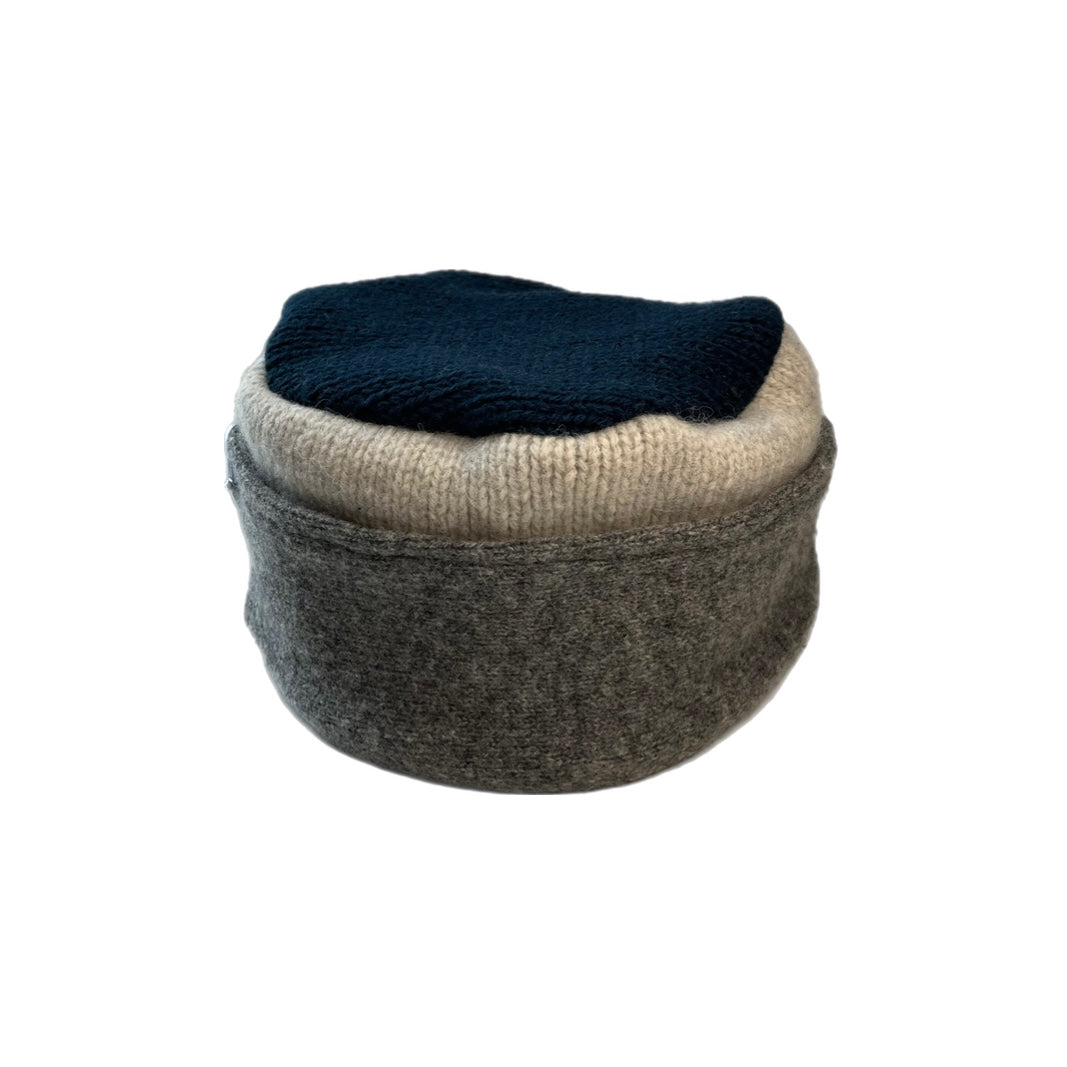 Womens Grey and Blue Hat