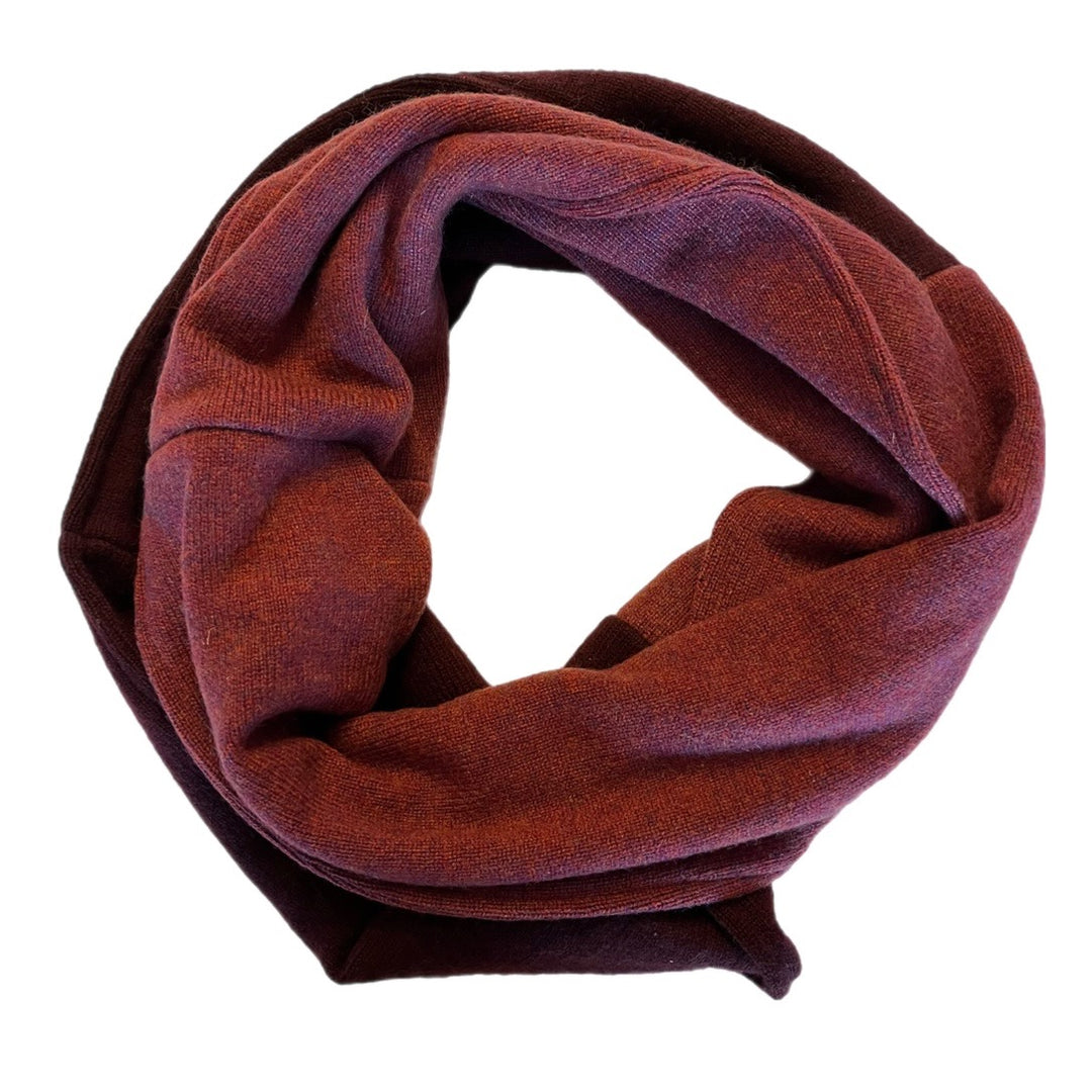 Cashmere Circle Scarf Rust & Maroon 217
