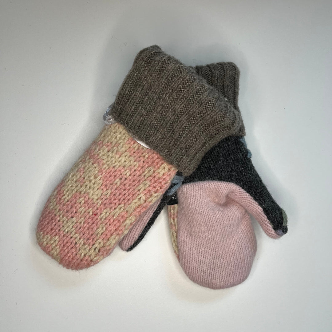 Grey & Pink  Mittens