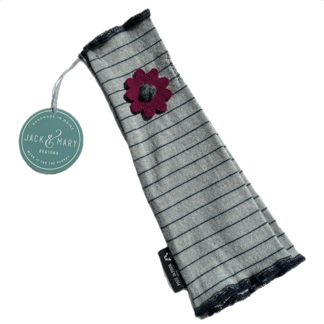 Fit & Flare Fingerless - Striped with Magenta Flower