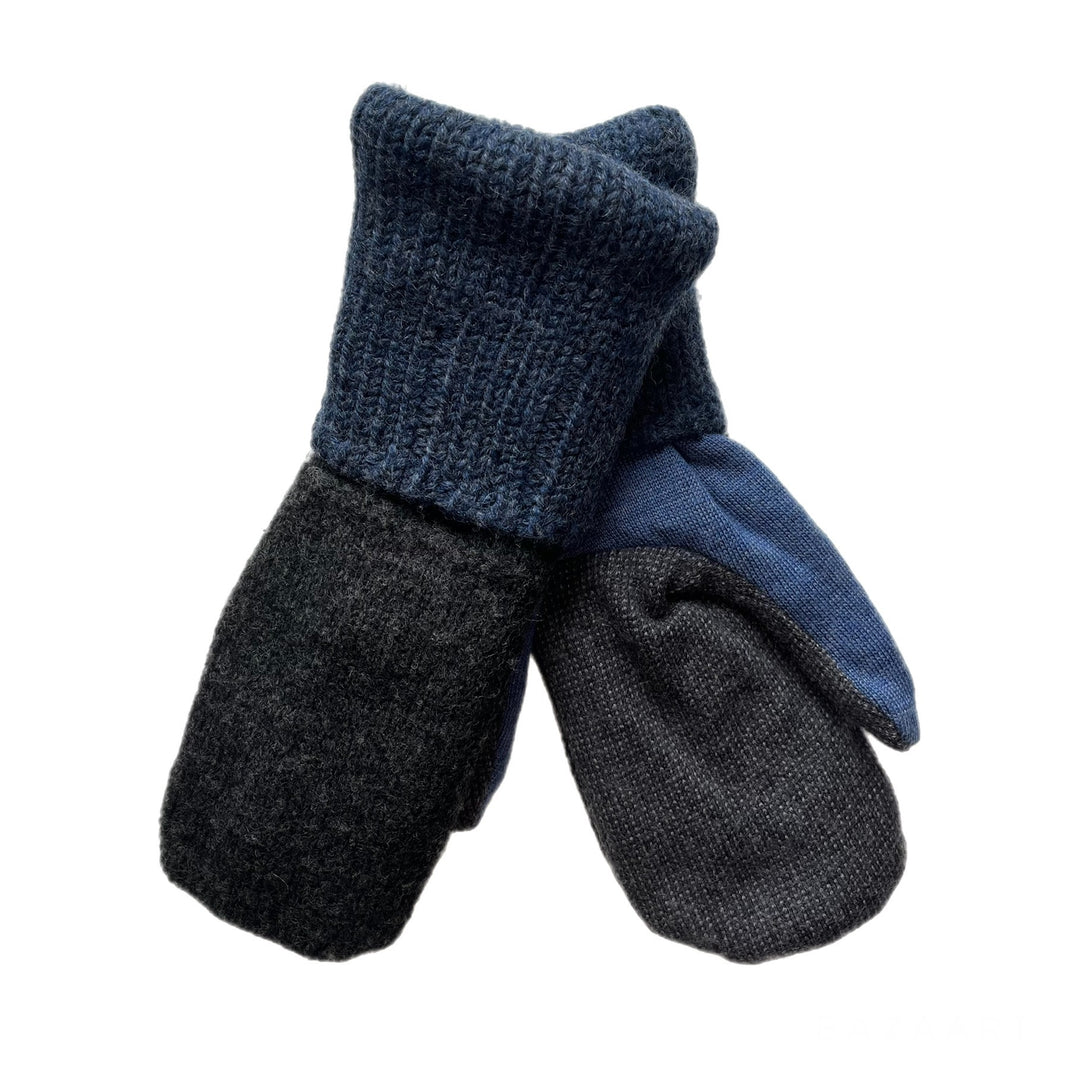 Grey and Blue Mens Mittens