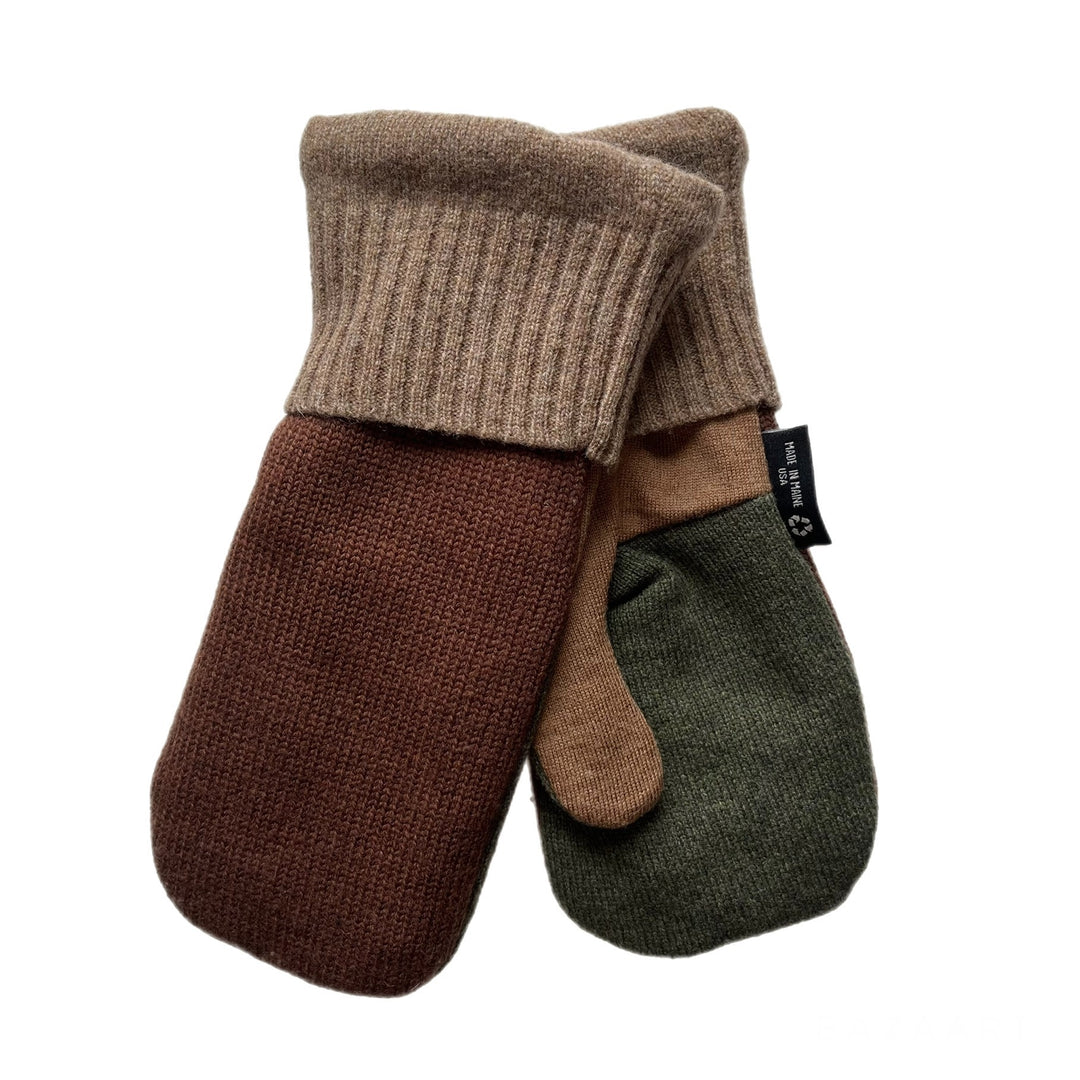 Brown and Green Mens Mittens