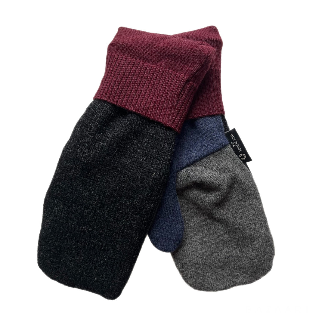 Black and Maroon Mens Mittens