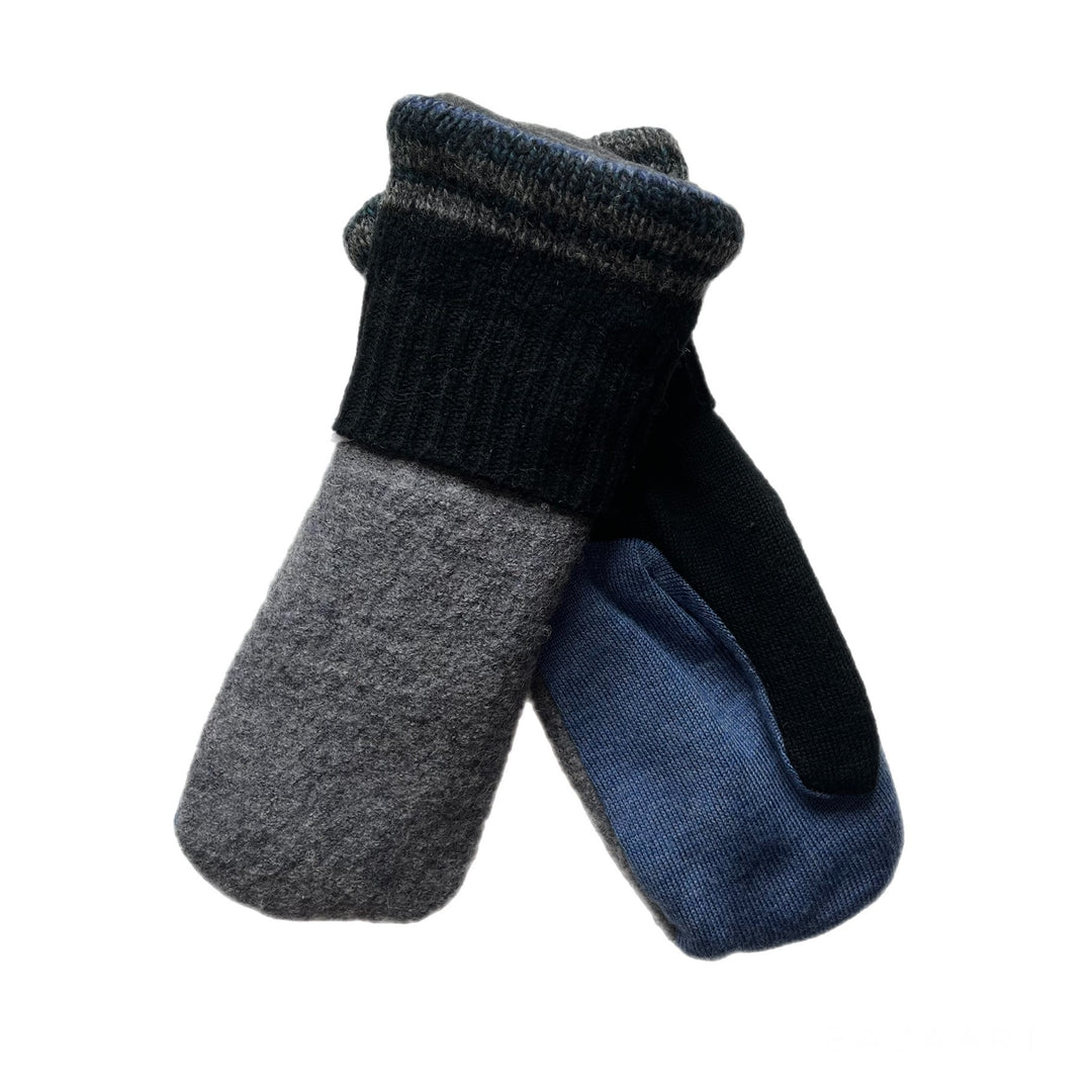 Grey and Blue Mens Mittens