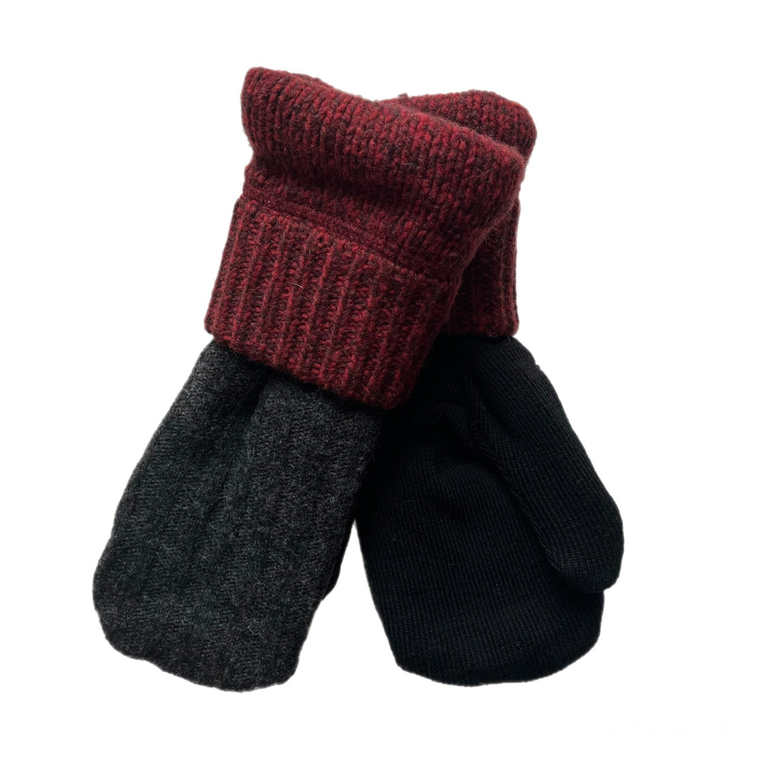 Grey and Red Mens Mittens