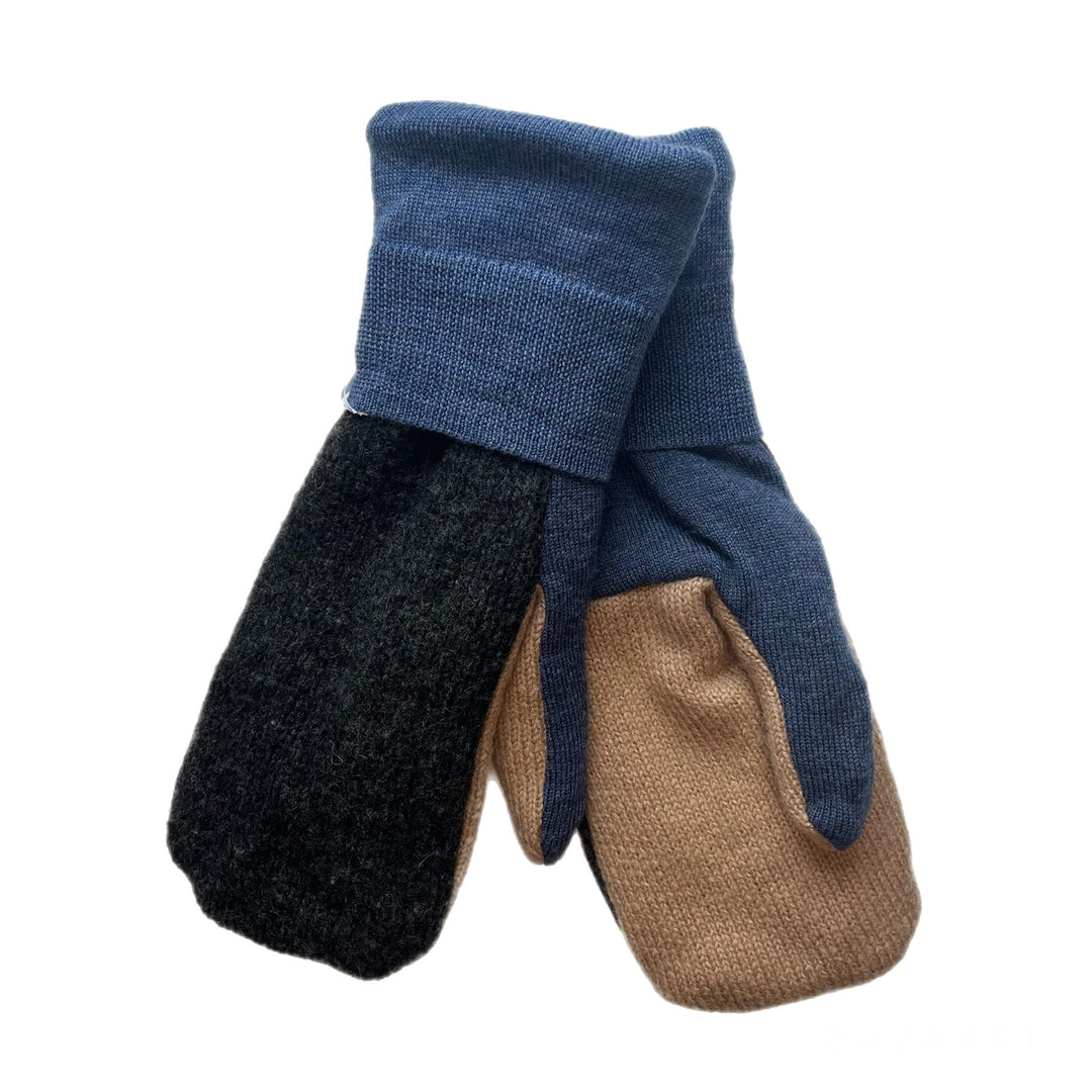 Grey and Blue Mens Mittens