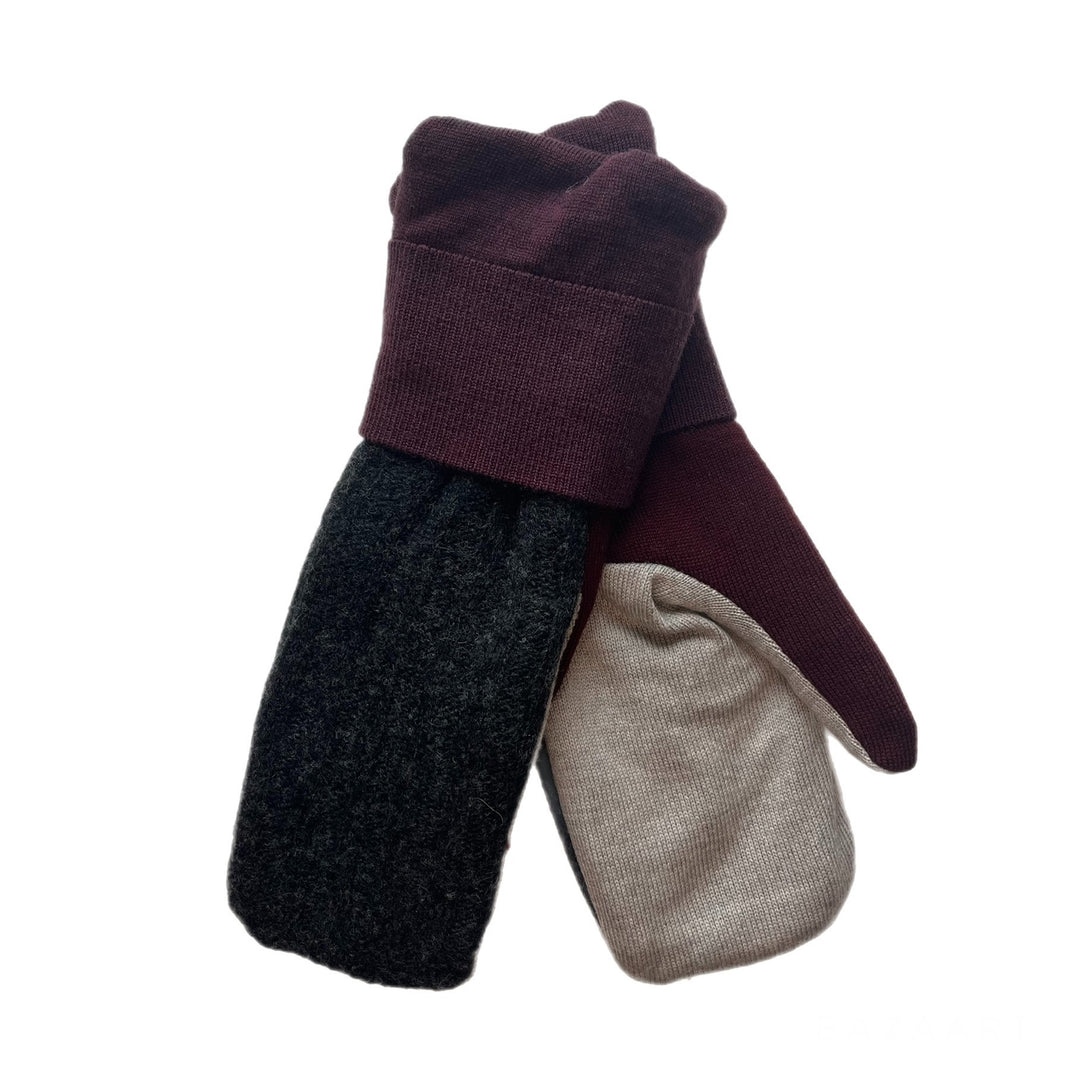 Grey and Maroon Mens Mittens