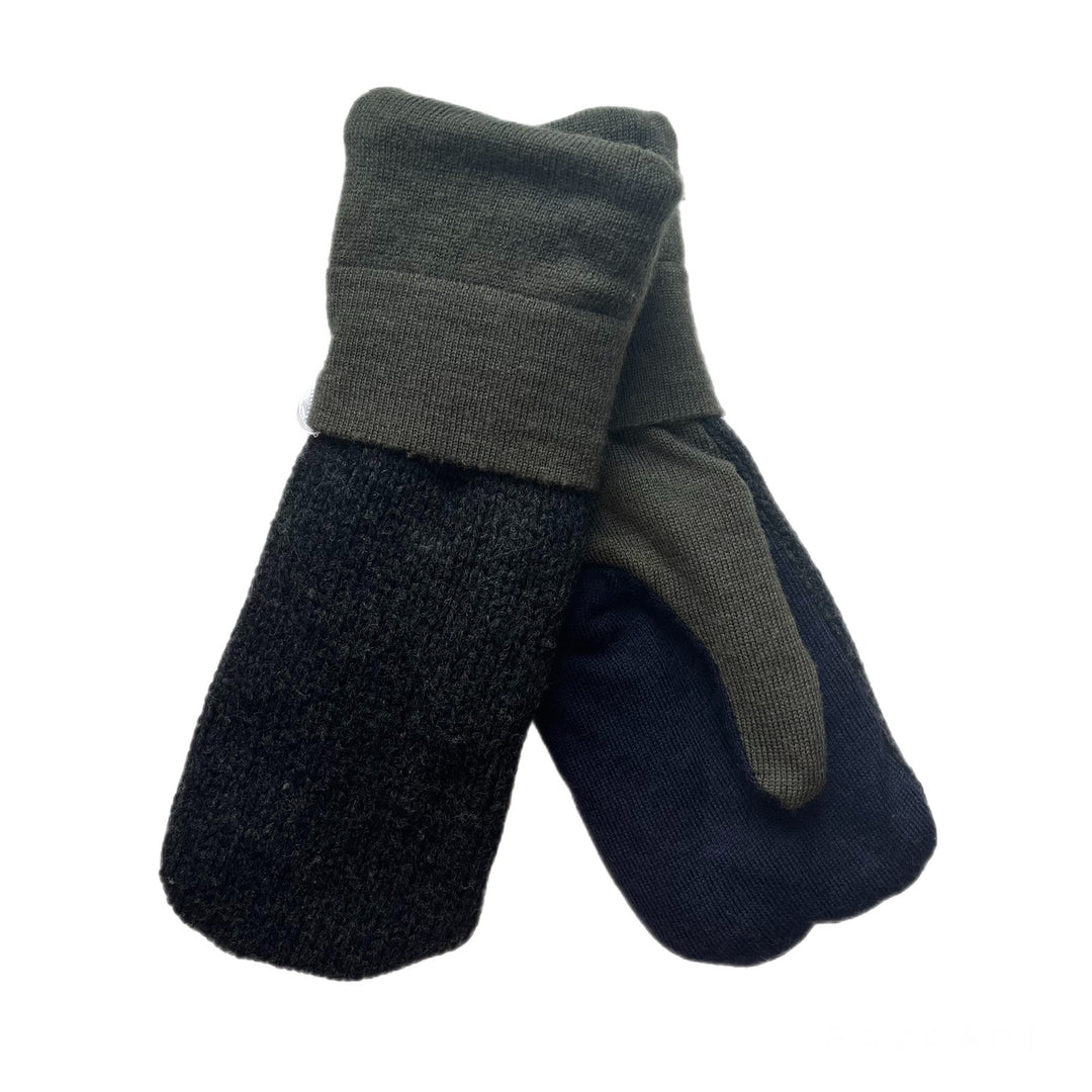 Grey and Green Mens Mittens