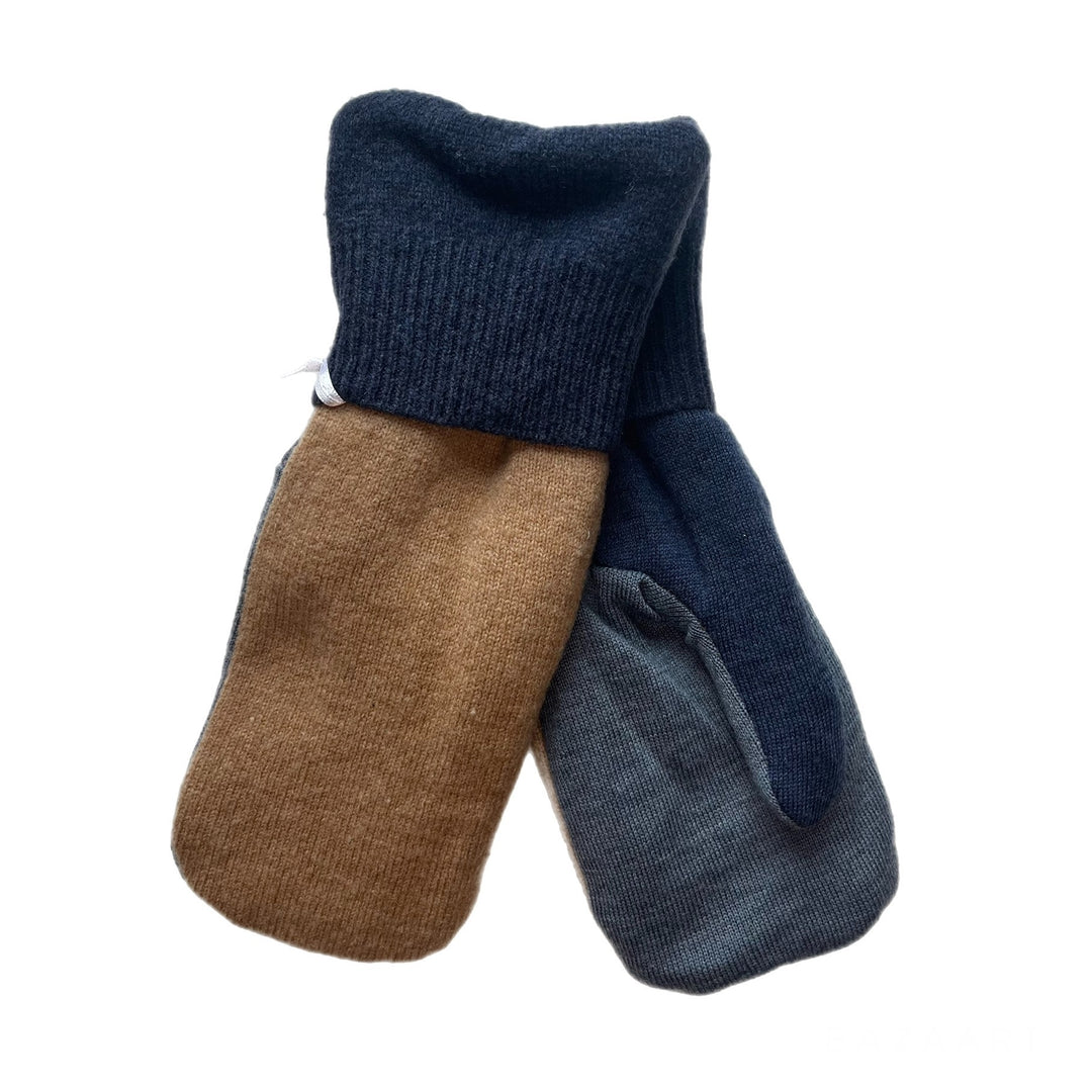 Beige and Blue Mens Mittens