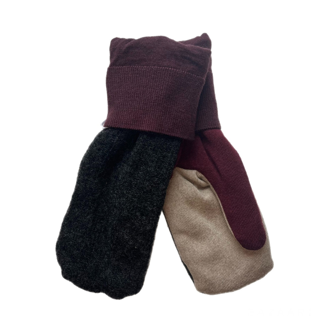 Grey and Maroon Mens Mittens
