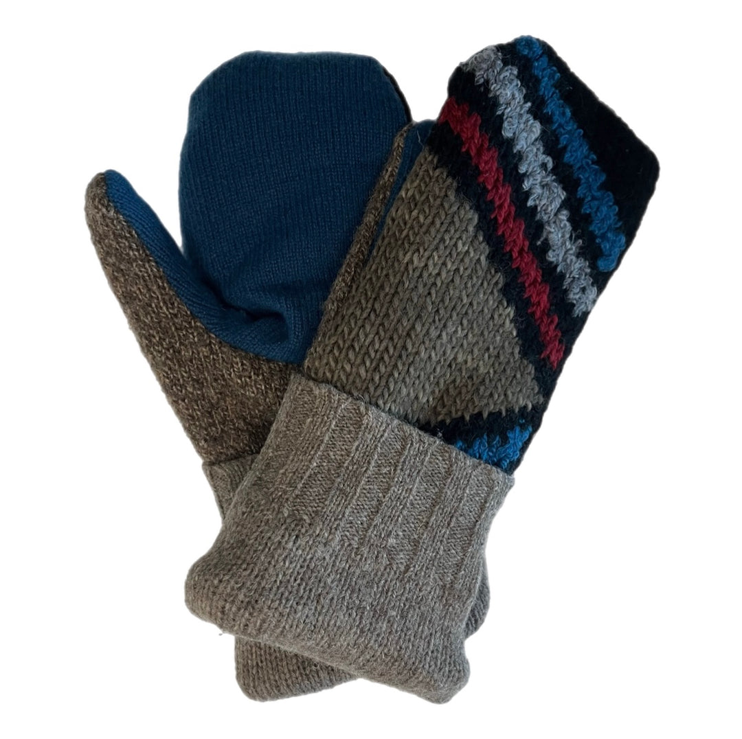Mens Blue and Grey Mittens