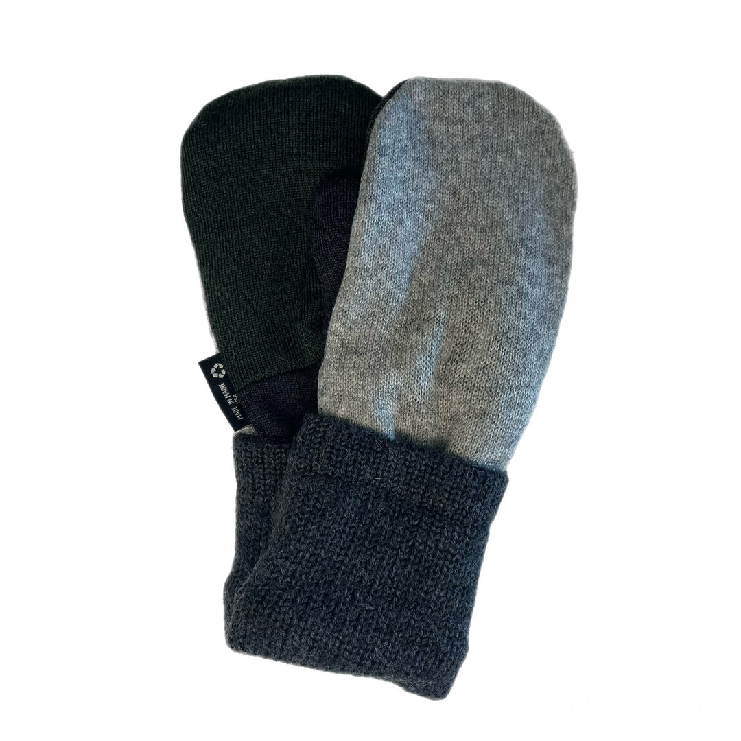 Mens Grey and Green Mittens