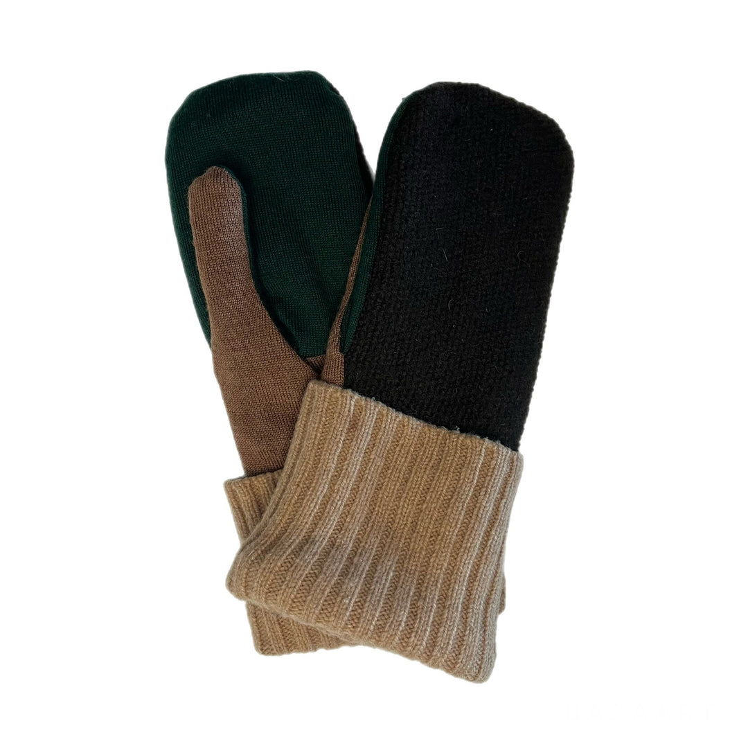 Brown and Green Mens Mittens