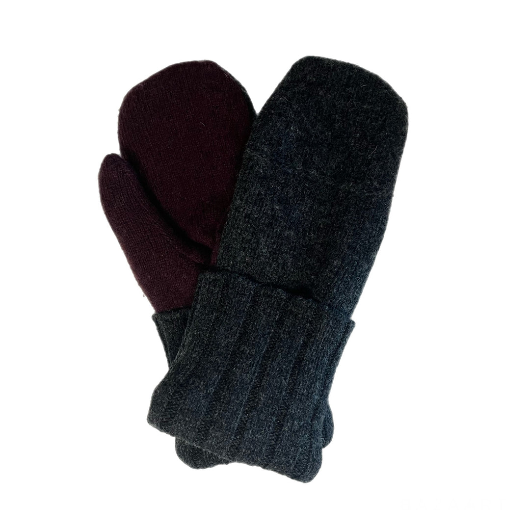 Mens Grey and Maroon Mittens