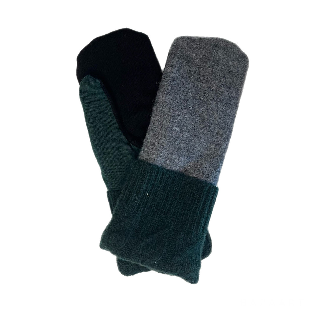 Mens Grey and Green Mittens