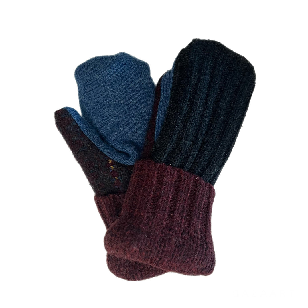 Mens Grey and Maroon Mittens