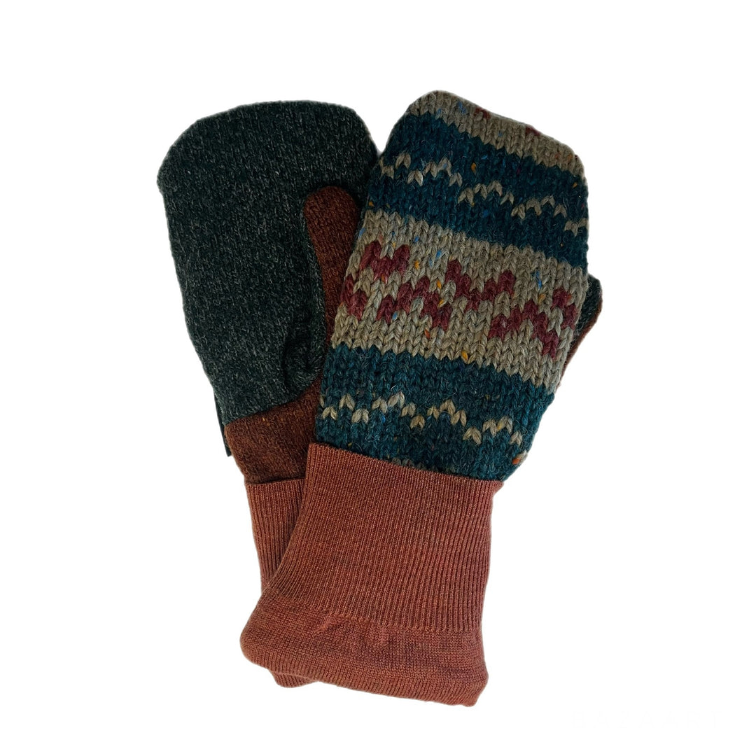 Mens Green and Orange Mittens